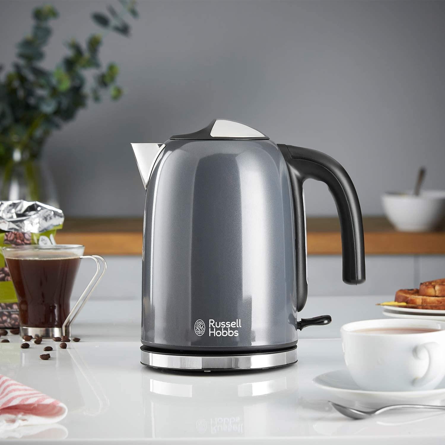 Russell Hobbs Electric Kettle Stainless Steel Jug 1.7 Litre Colours Plus Grey - 20414