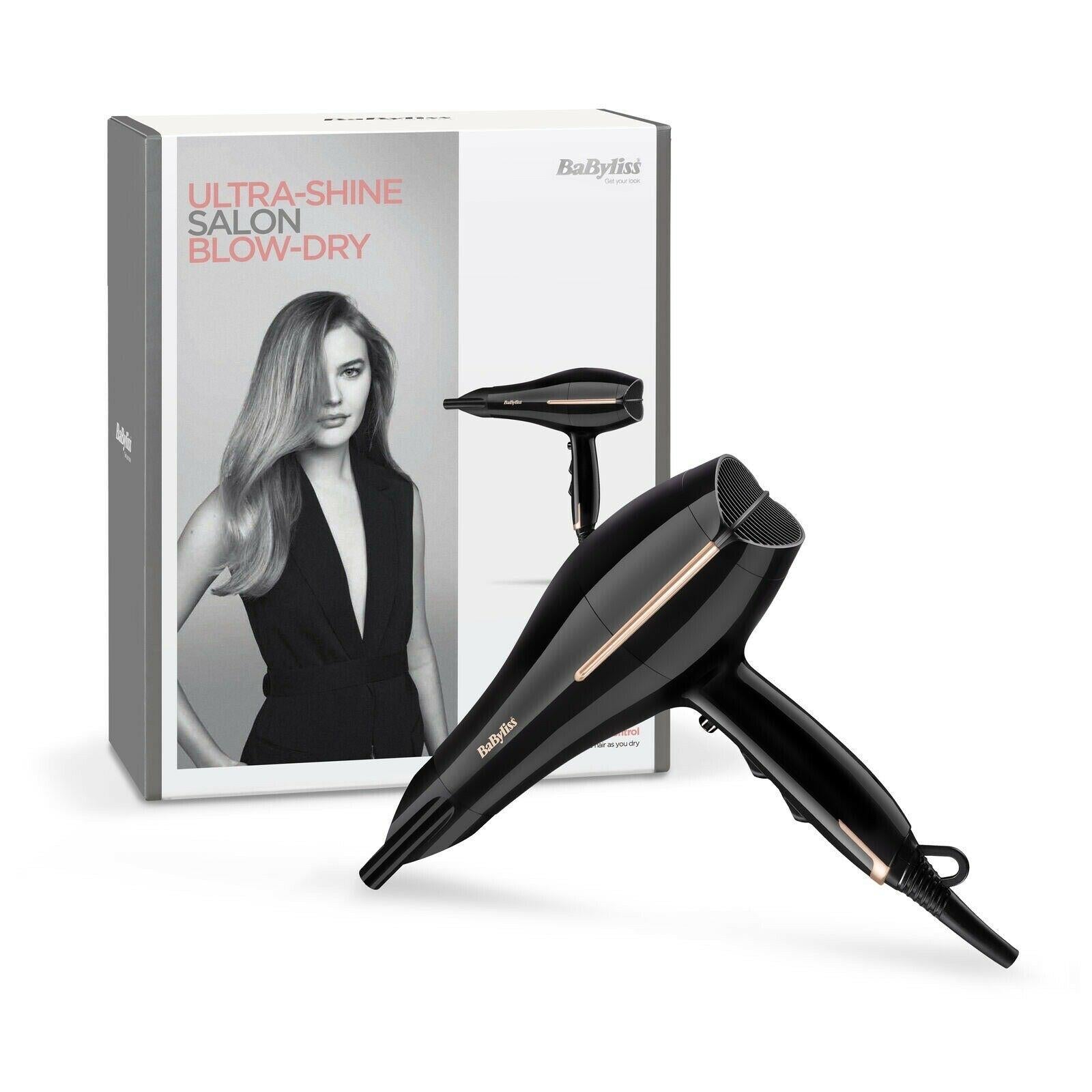 BaByliss Speed Pro Ionic Hairdryer in Black with 3 Heats 2 Speeds 2200W - 5552U