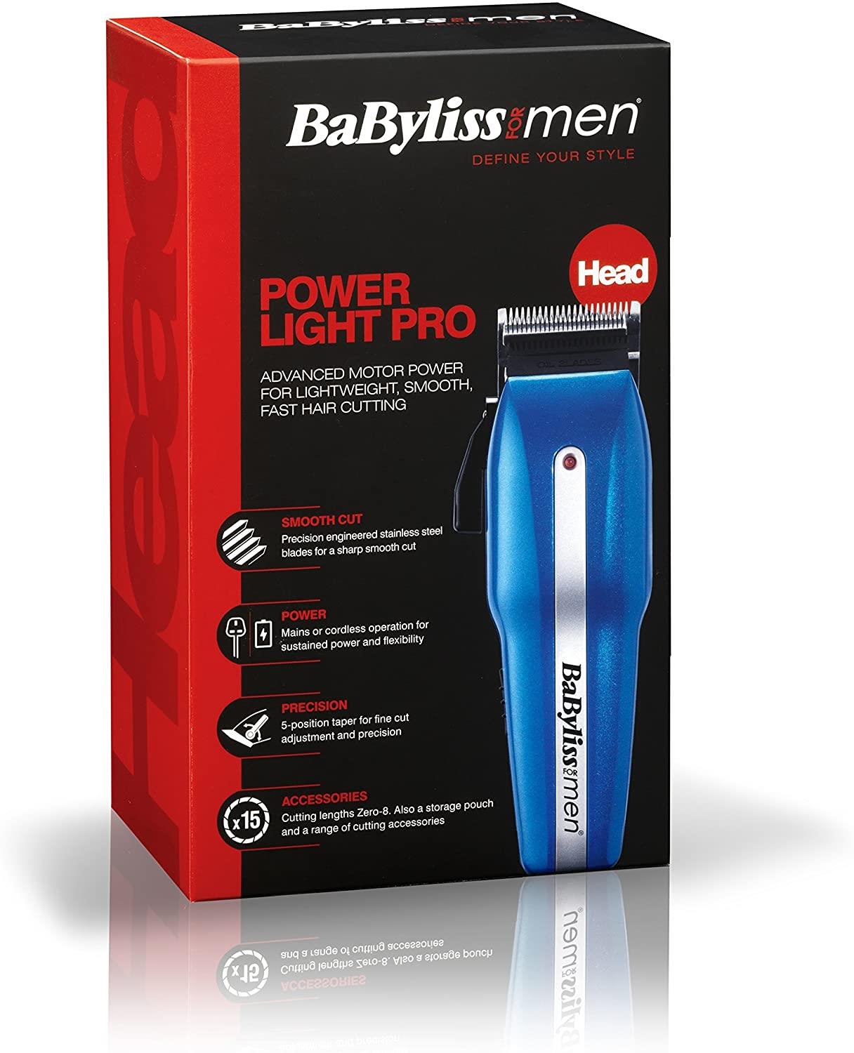 Babyliss Hair Clippers Pro Power Light Mains Cordless Hair Clipper Trimmer Kit - 7498CU