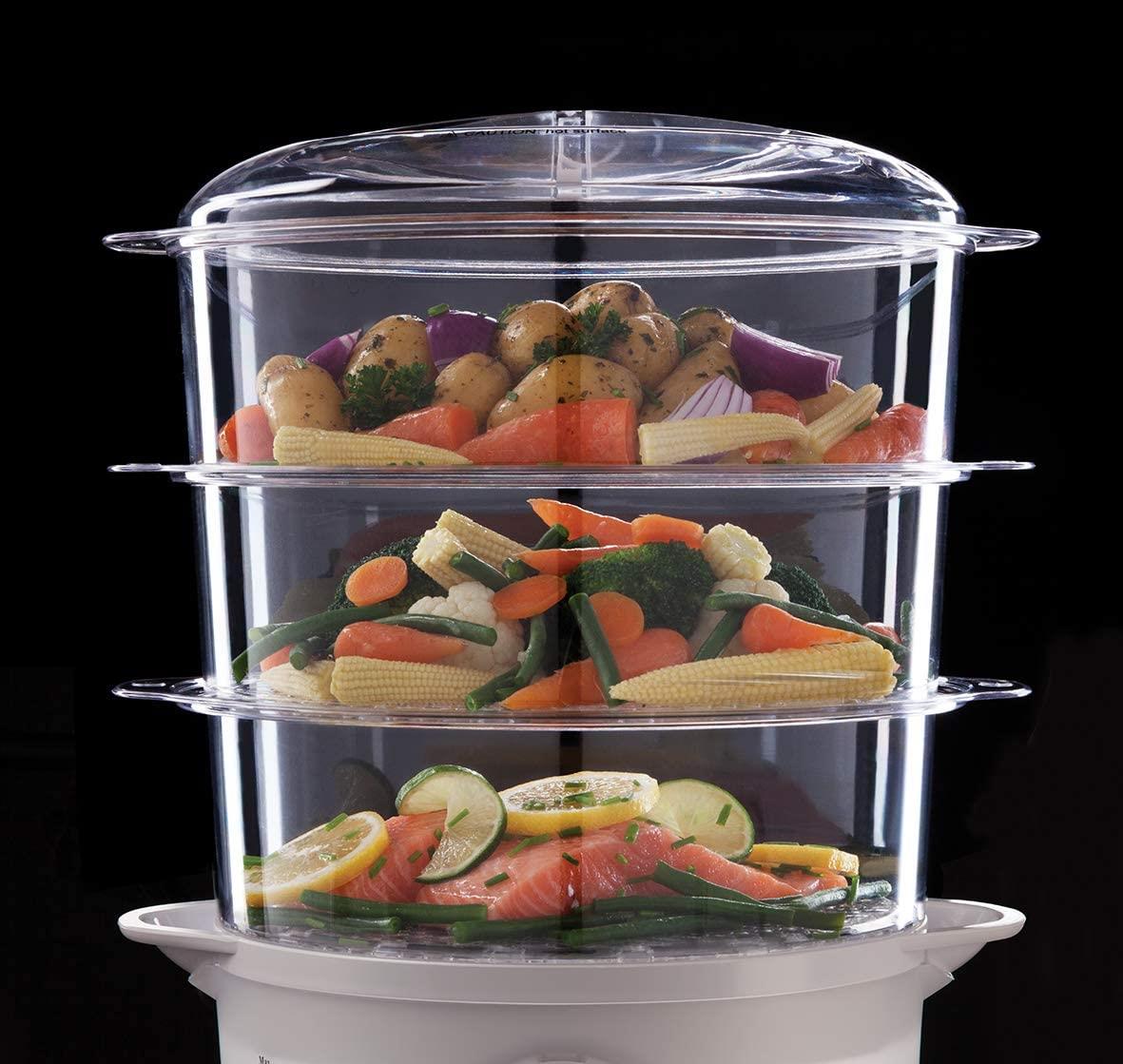 Russell Hobbs 3 Tier Food Steamer 800 W 9 Litre with Drip Tray - 21140