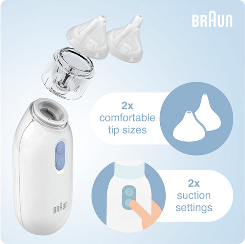 Braun Electric Nasal Aspirator Clear Stuffy Noses Quickly & Gently - BNA100EU