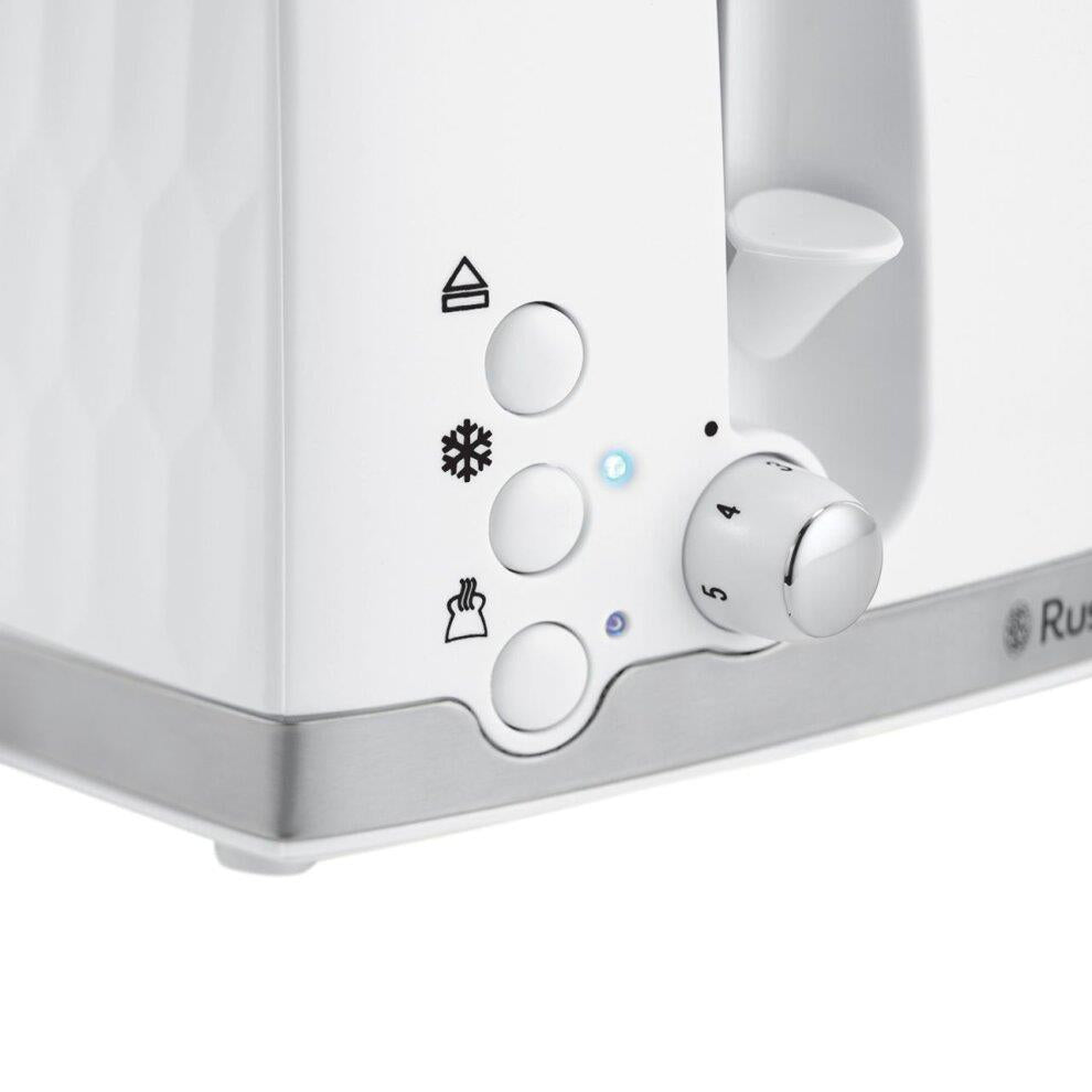 Russell Hobbs Honeycomb 4 Slice Toaster Extra Wide Slots High Lift White - 26070