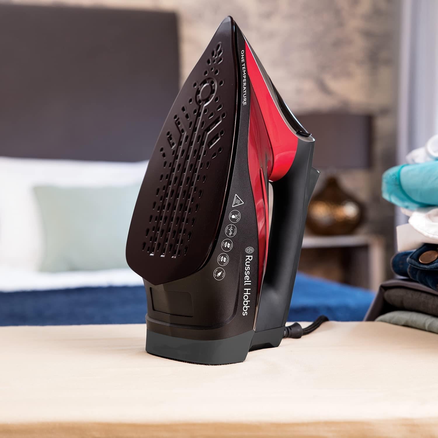 Russell Hobbs Steam Iron One Temperature Ironing,2600 W Red/Black - 25090
