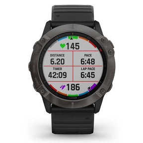 Garmin Fenix 6X Pro Solar Titanium Carbon Heart Rate Monitor GPS Watch