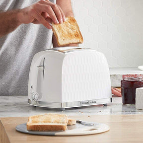 Russell Hobbs Honeycomb 2 Slice Toaster Extra Wide Slots High Lift White - 26060