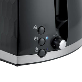 Russell Hobbs Honeycomb 2 Slice Toaster Extra Wide Slots High Lift Black - 26061