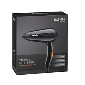 BaByliss Folding Compact Lightweight 2000W Travel Hair Dryer Black - 5344U