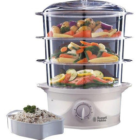 Russell Hobbs 3 Tier Food Steamer 800 W 9 Litre with Drip Tray - 21140