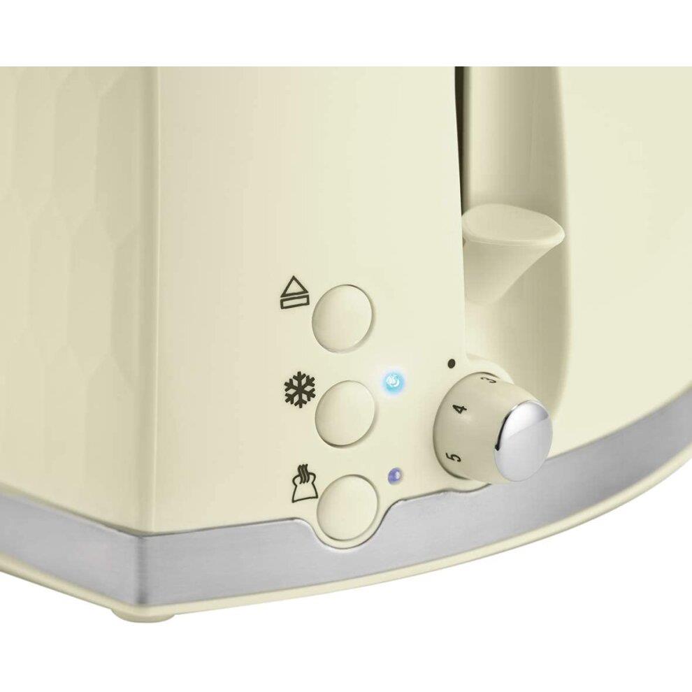Russell Hobbs Honeycomb 2 Slice Toaster Extra Wide Slots High Lift Cream - 26062