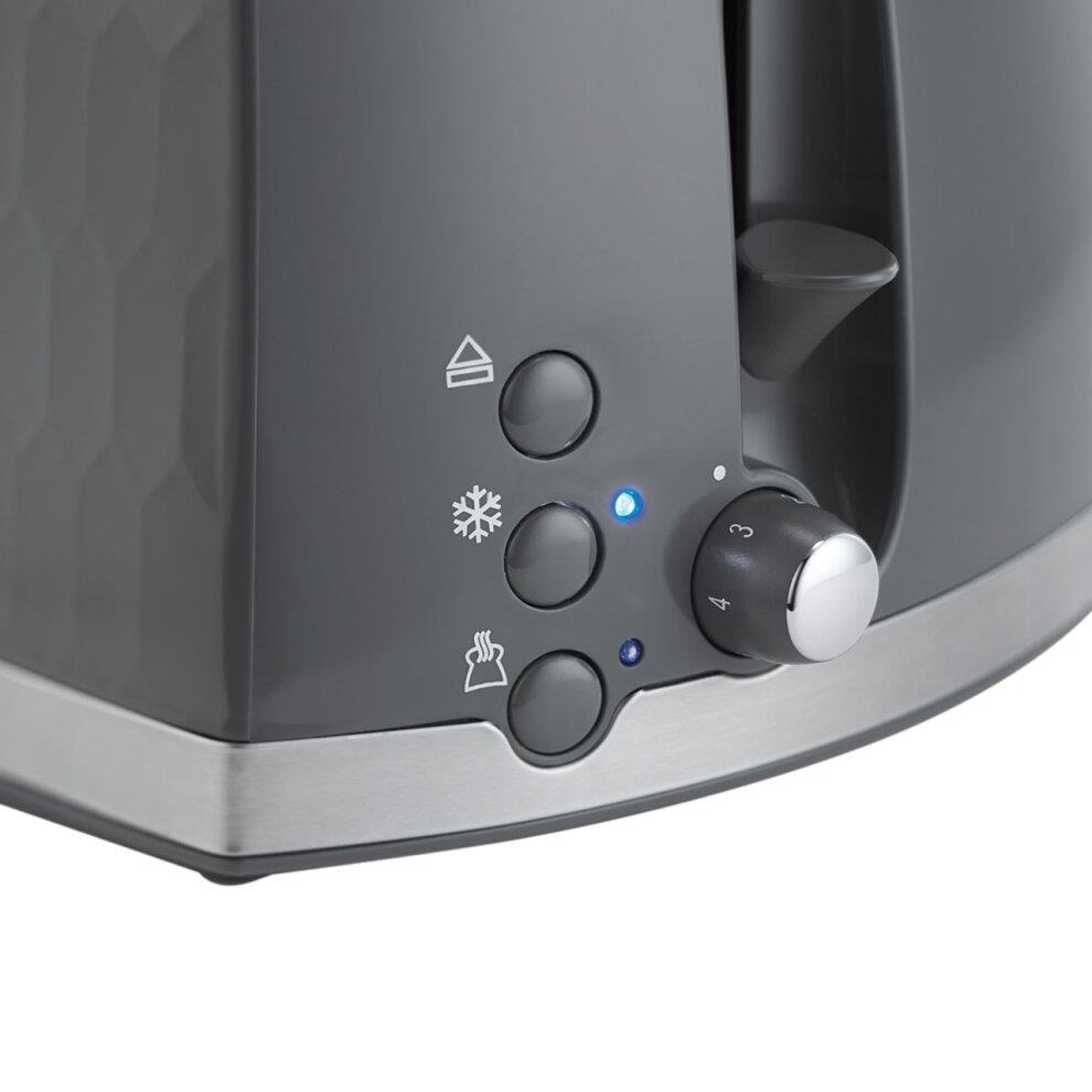 Russell Hobbs Honeycomb 2 Slice Toaster Extra Wide Slots High Lift Grey - 26063