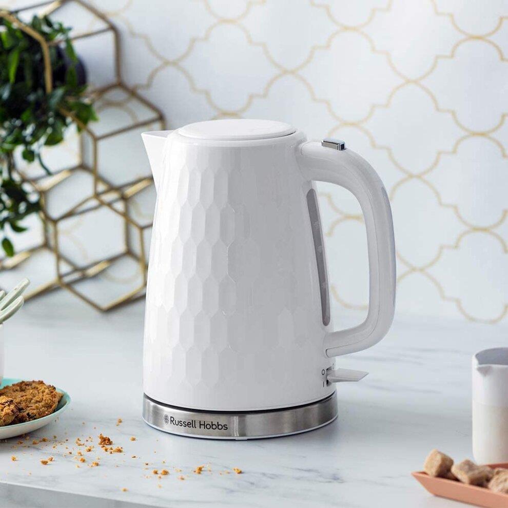 Russell Hobbs Kettle Honeycomb Cordless Electric Jug Kettle Fast Boil White - 26050