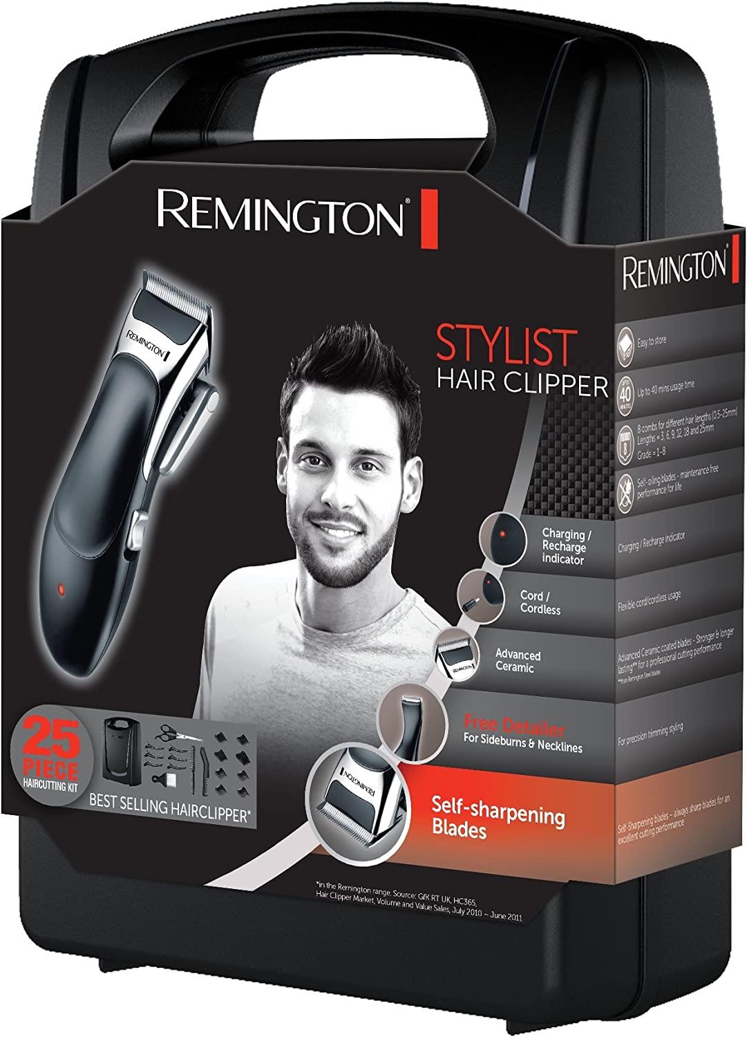 Remington Hair Clippers Cordless with Detail Trimmer 25 Piece Grooming Kit - HC366