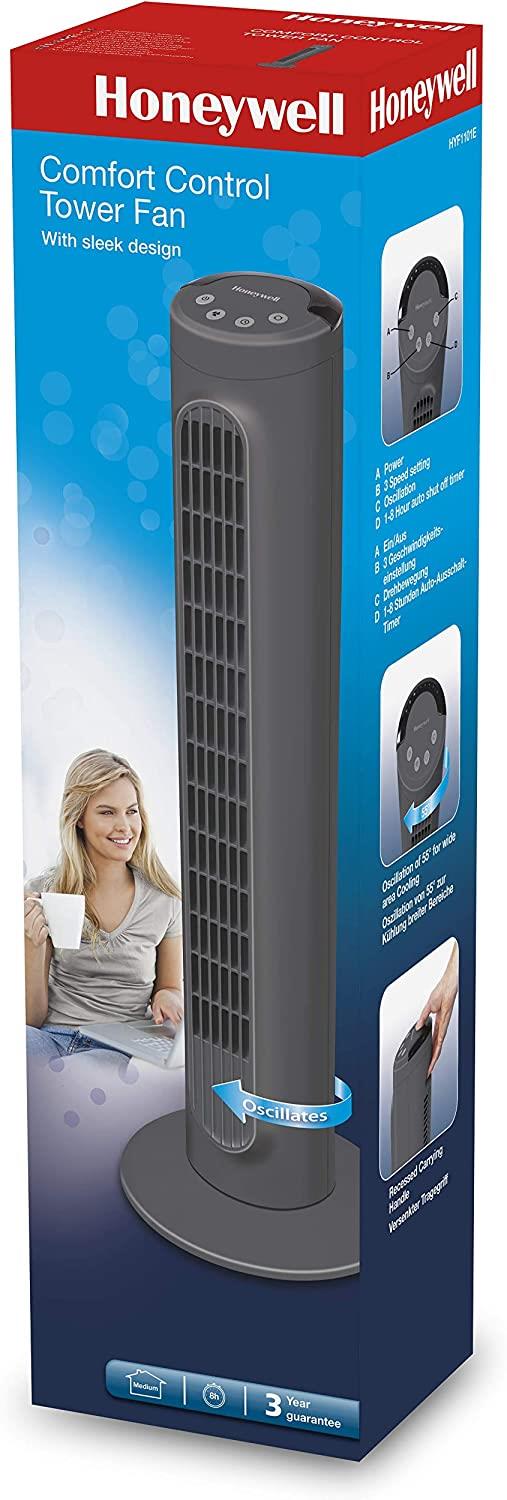 Honeywell HYF1101E1 Comfort Control Cooling Tower 3 Speed For Home Use - Black