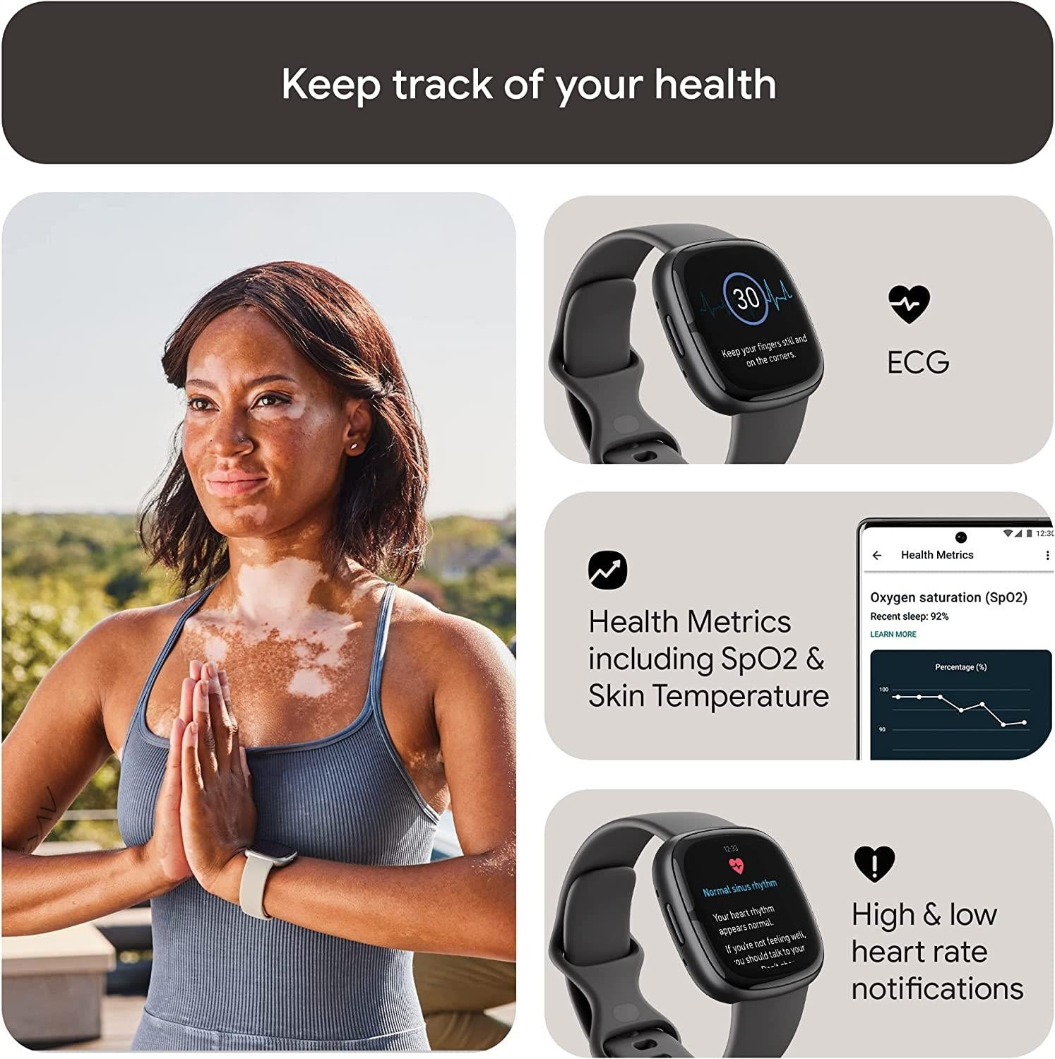 Fitbit Sense 2 Health and Fitness Smartwatch with Heart Rate Monitor - Shadow Grey