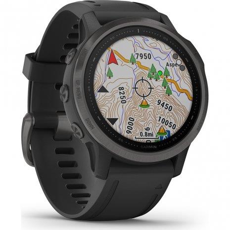 Garmin Fenix 6S Sapphire Carbon Grey DLC GPS Triathlon Watch - Black