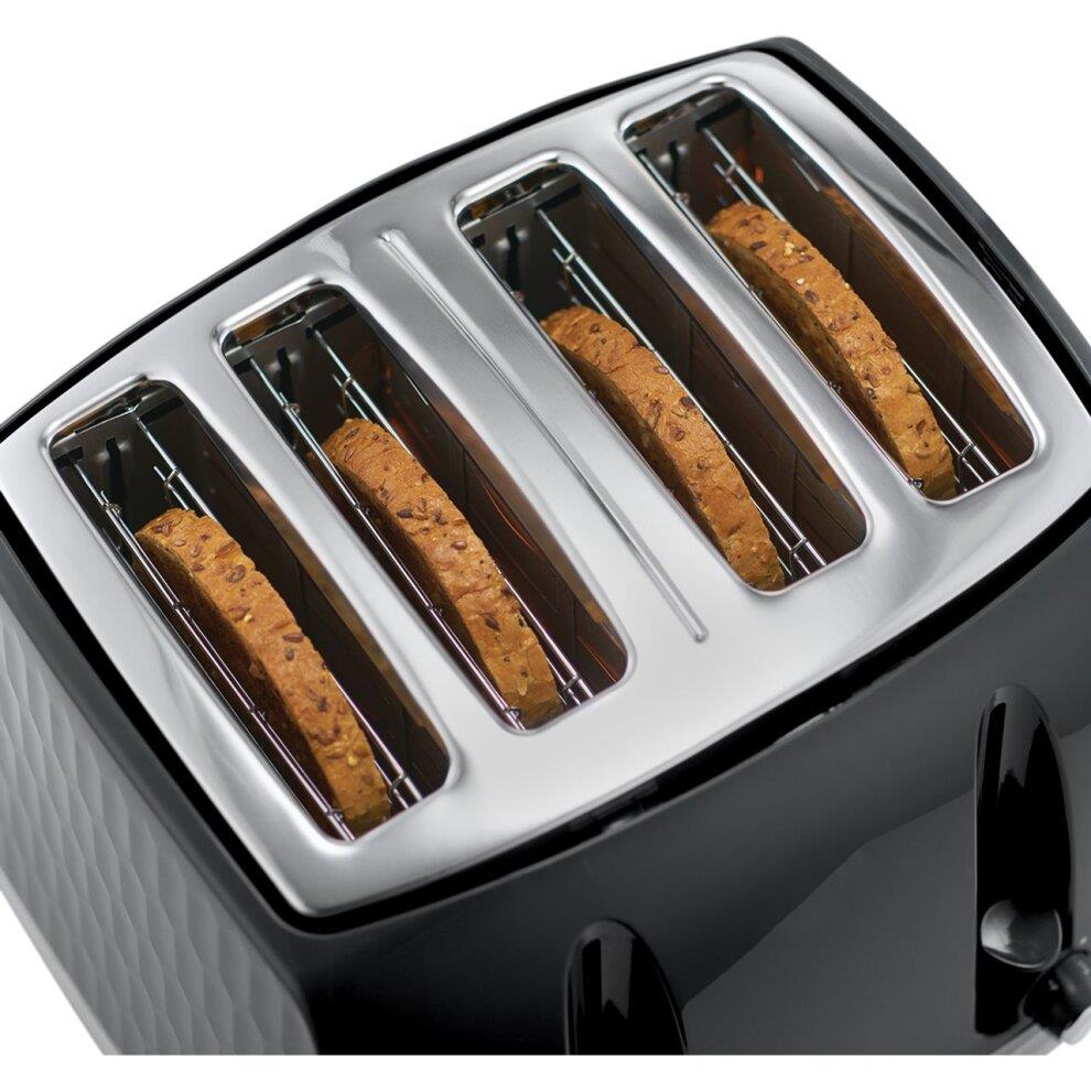 Russell Hobbs Honeycomb 4 Slice Toaster Extra Wide Slots High Lift Black - 26071
