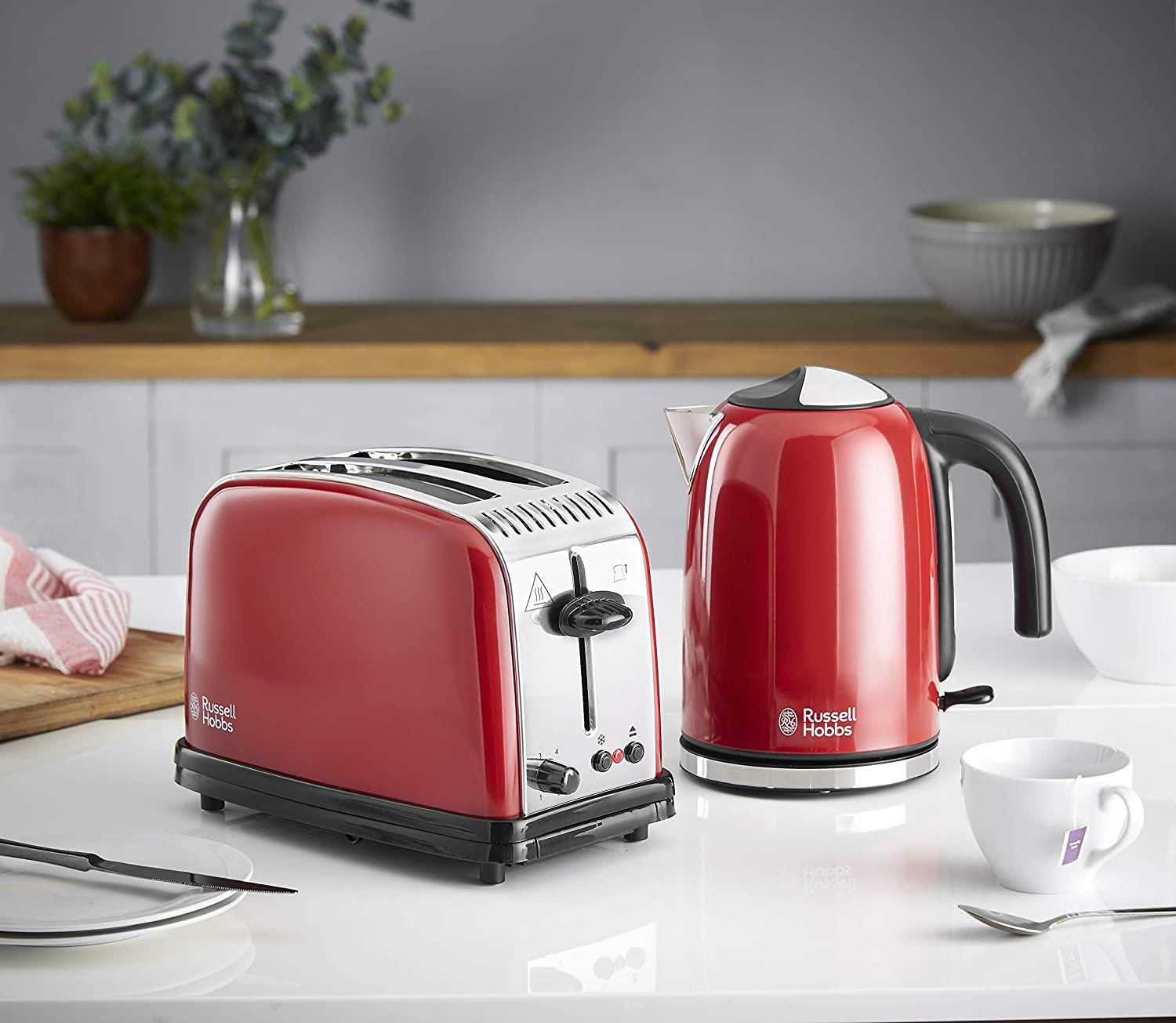 Russell Hobbs 2 Slice Toaster Electric Toaster Colours Plus Red - 23330