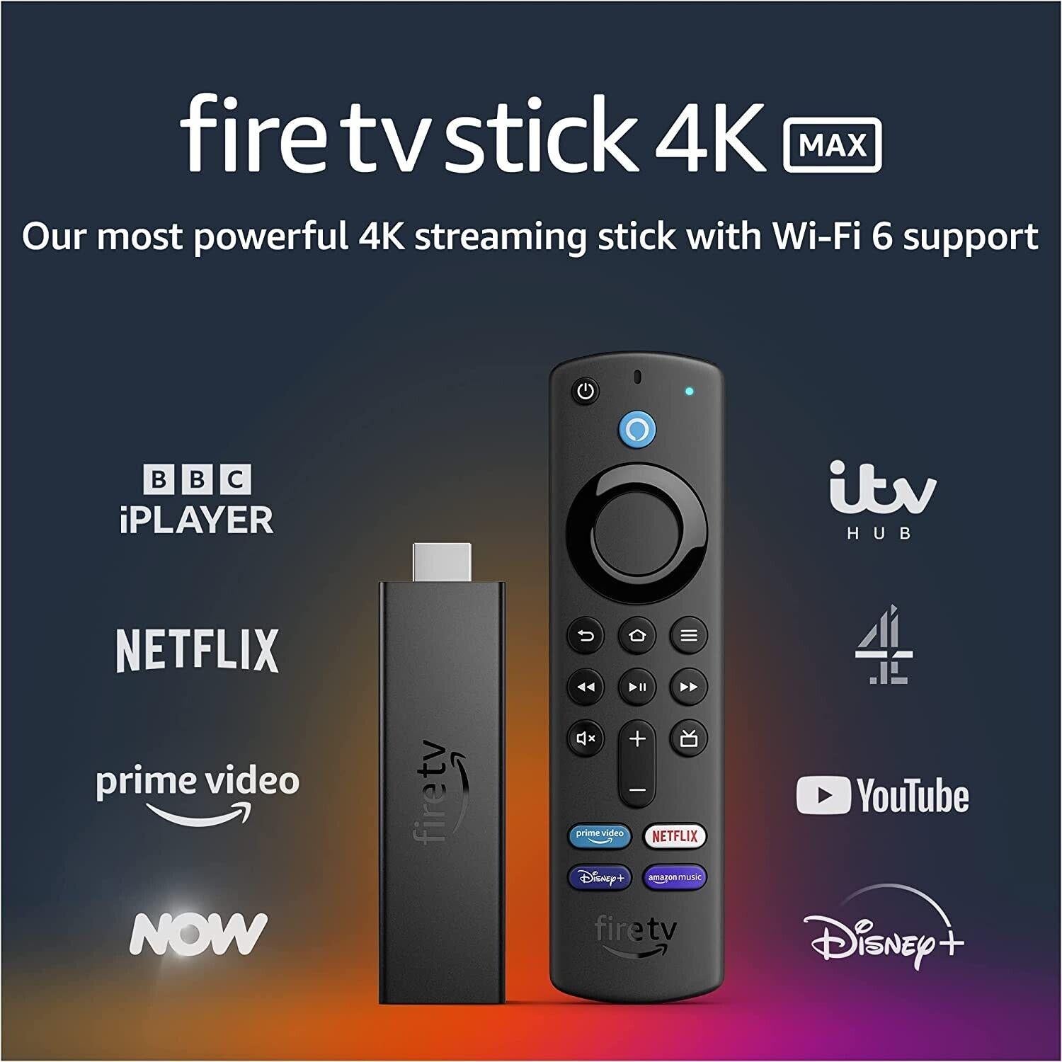 Amazon Fire Stick 4K Max TV Stick Ultra HD Streaming Stick With Alexa Voice Remote