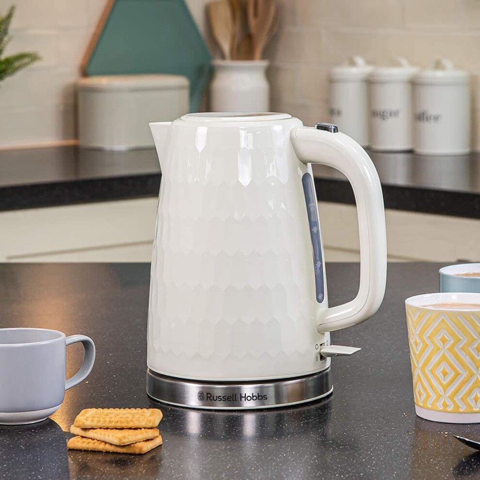 Russell Hobbs Kettle Honeycomb Cordless Electric Jug Kettle Fast Boil Cream - 26052